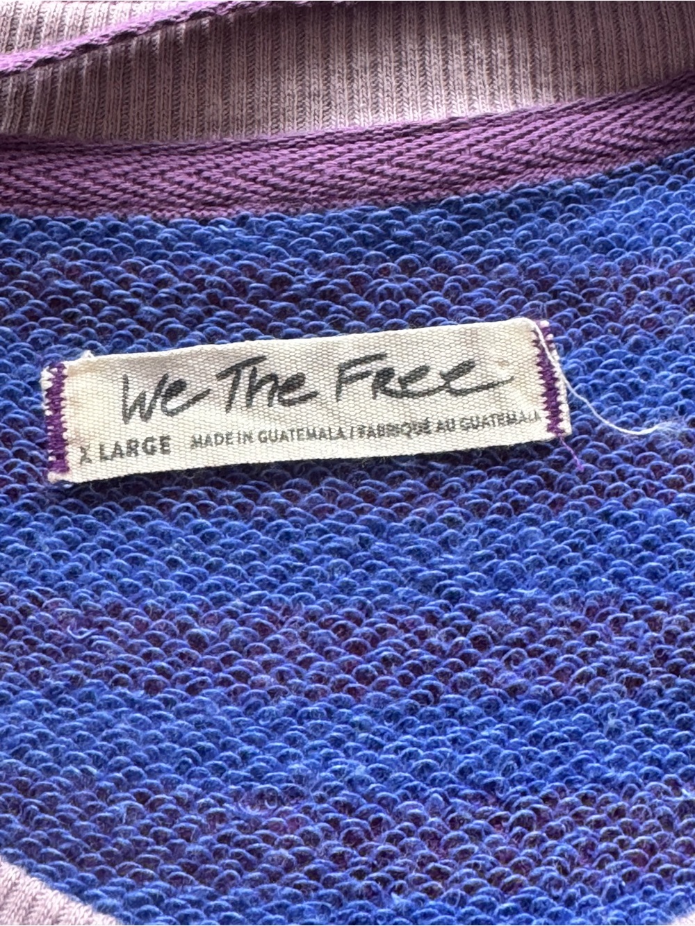 Free People Striped Oversized Crewneck Sweatshirt - Purple & Pink - Picture 8 of 10
